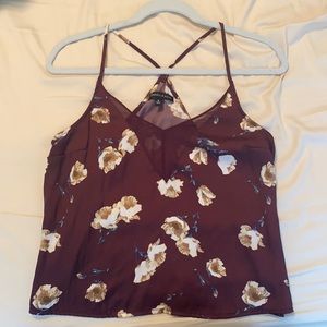 Kendall & Kylie Maroon patterned tank top from Pacsun, size S